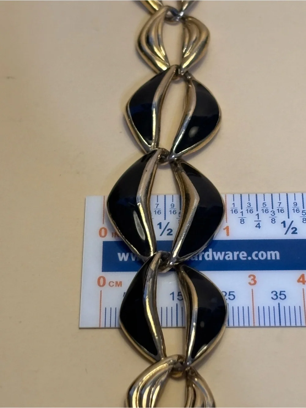 Vintage Trifari Gold-Tone Black Enamel Bracelet 7.25”